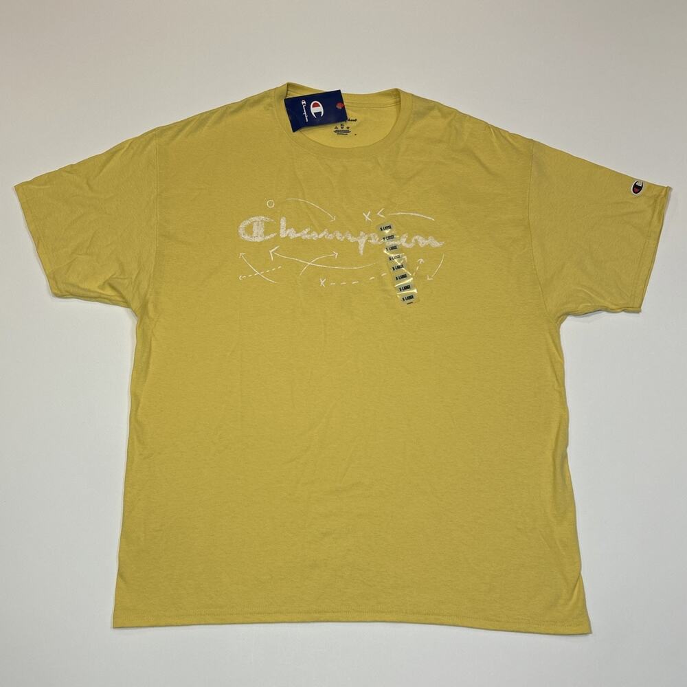 Champion T Shirt Mens XL NWT Yellow Graphic Logo Athletic Cotton Tee